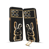 3D Bunny Mobile Poco Cover With Stand And Mirror For Poco X6 Pro| Soft TPU Electropated Stand