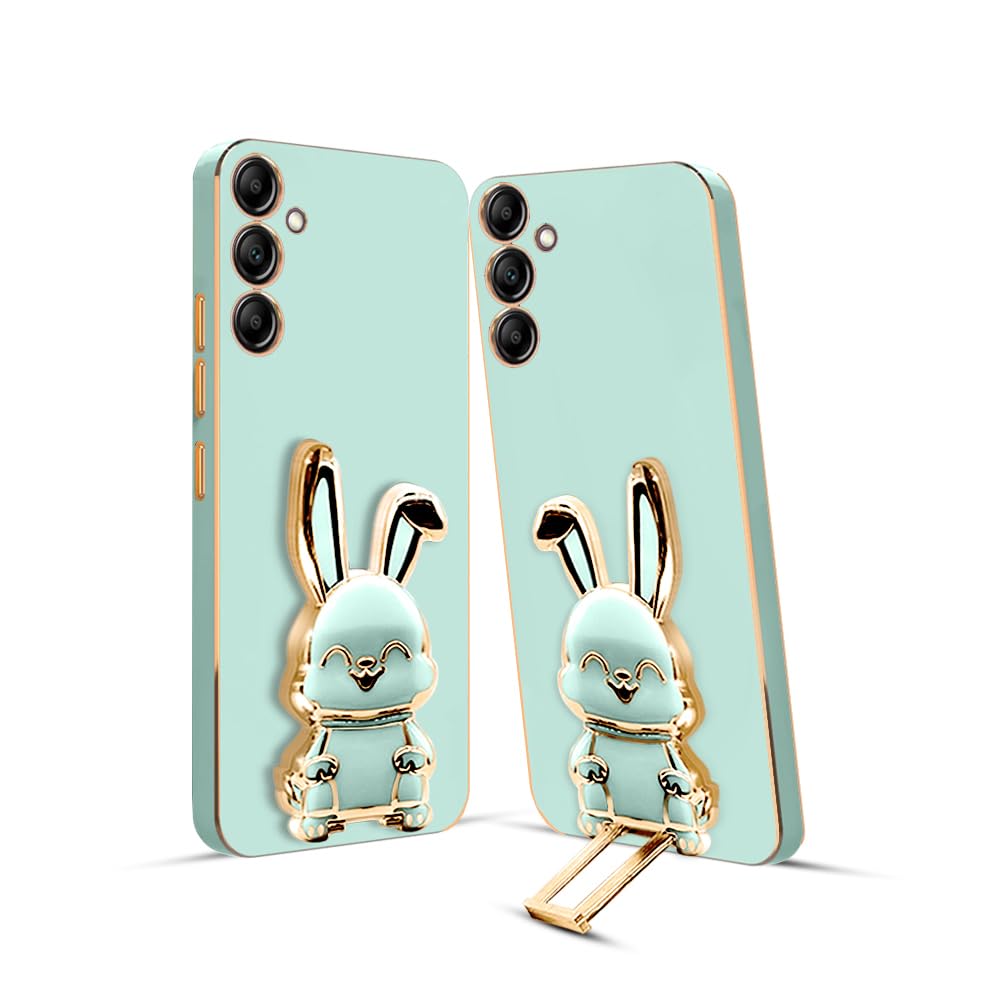 3D Bunny Mobile Samsung Cover With Stand And Mirror For Samsung F55| Soft TPU Electropated Stand