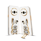 3D Bunny Mobile Redmi Cover With Stand And Mirror For Redmi A32024| Soft TPU Electropated Stand