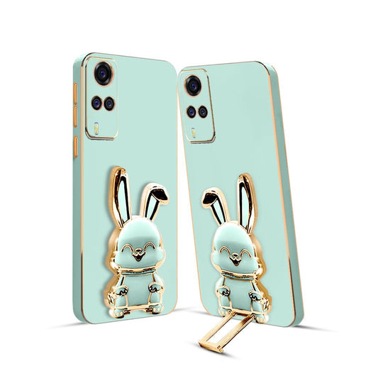 3D Bunny Mobile Vivo Cover With Stand And Mirror For Vivo Y31| Soft TPU Electropated Stand