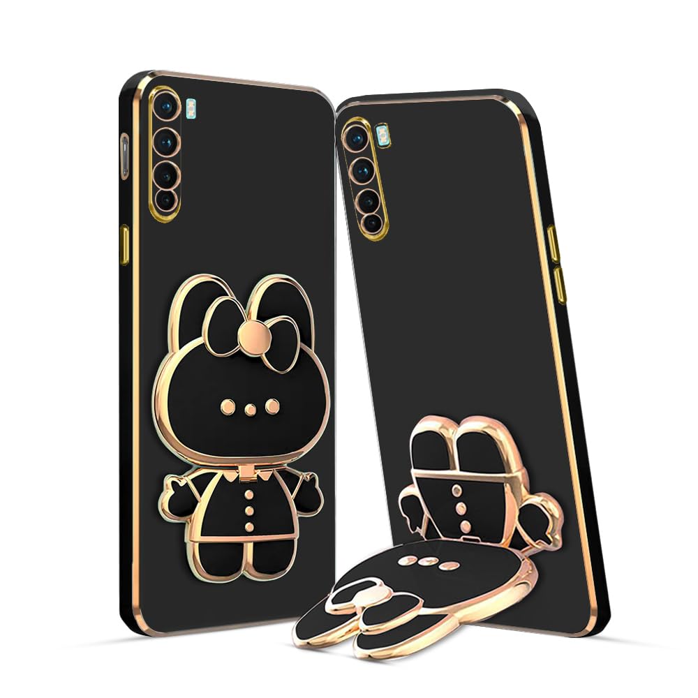 3D Cat Mobile Back Case with Stand For Realme 6 | Stand and Mirror | Camera Protection | Electroplated