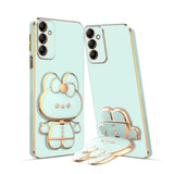 3D Cat Mobile Back Case with Stand For Samsung A15 stand Mirror | Camera Protection | Electroplated