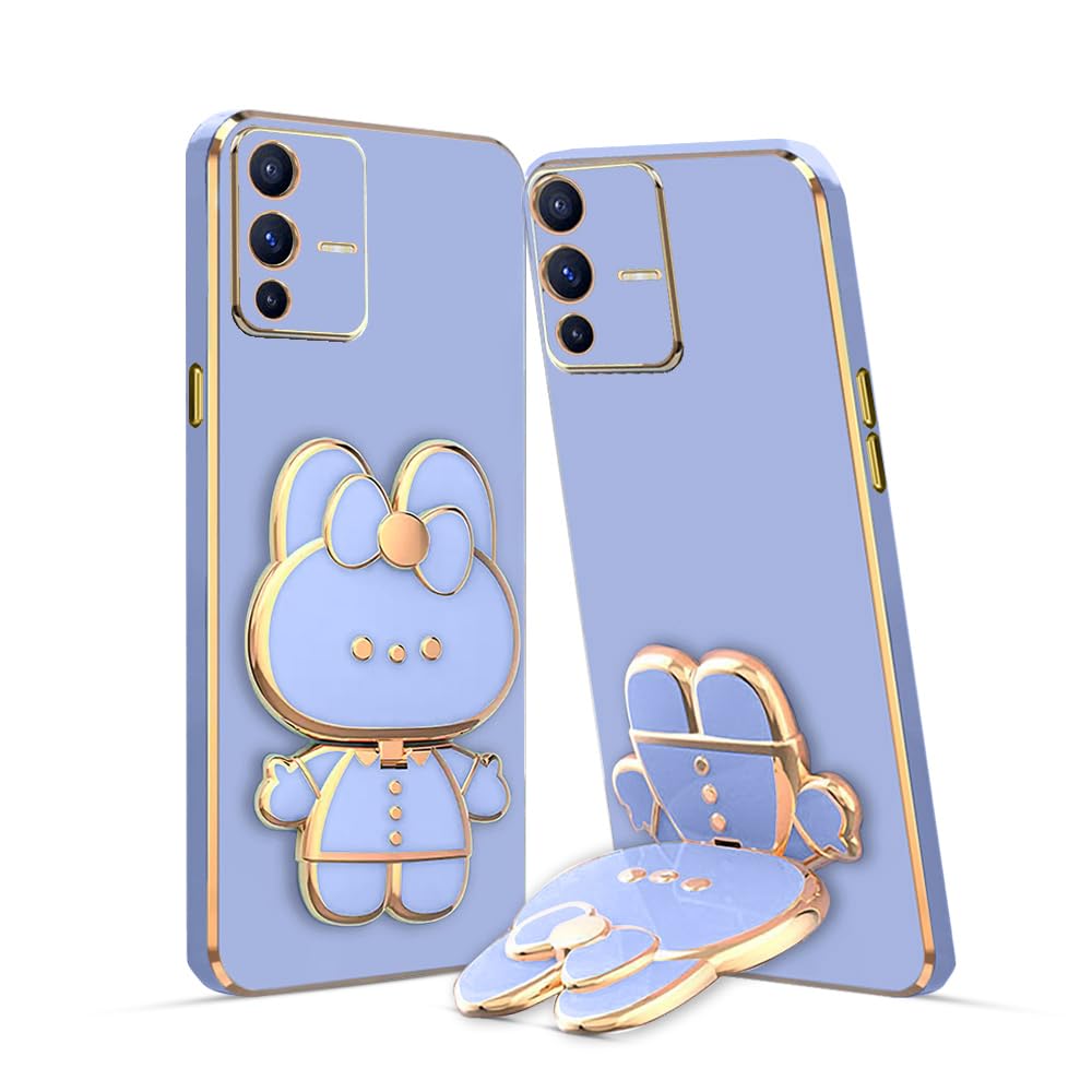 3D Cat Back Cases and Covers Compatible for Vivo V23 5G Kitty Cat Back Cover Case with Stand and Mirror | Camera Protection | Anti-Slip |