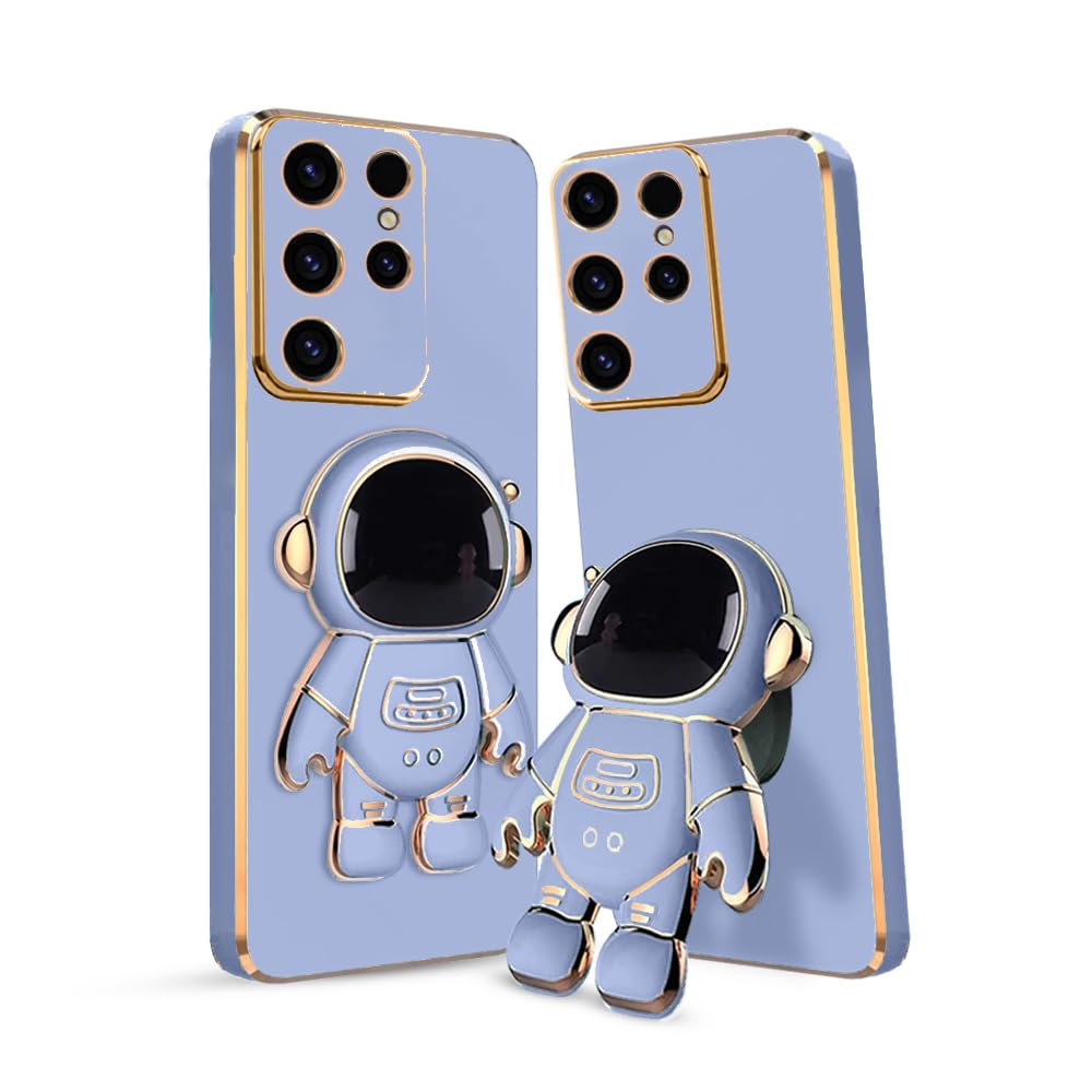 3D Astronaut Case for Folding Stand Back Case For  Samsung Galaxy S24 Ultra 5G| SOFT TPU Electropated Stand