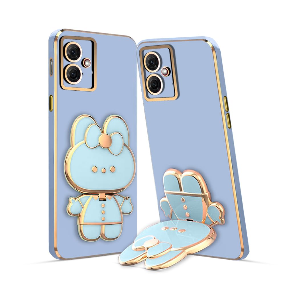 3D Cat Mobile Back Case with Stand For Moto G64 5G stand Mirror | Camera Protection | Electroplated