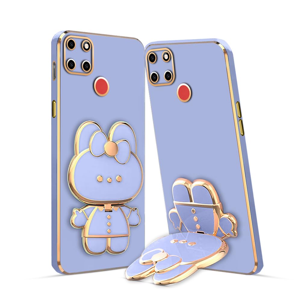 3D Cat Mobile Back Case with Stand For Realme C12 stand Mirror | Camera Protection | Electroplated