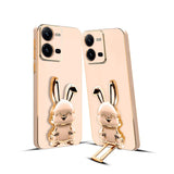 3D Bunny Mobile Vivo Cover With Stand And Mirror For Vivo V25| Soft TPU Electropated Stand