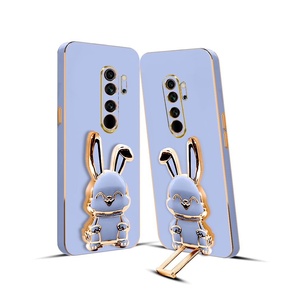 3D Bunny Mobile Redmi Cover With Stand And Mirror For Redmi Note 8 Pro| Soft TPU Electropated Stand