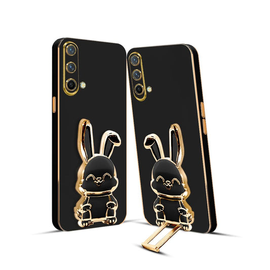 3D Bunny Mobile Oneplus Cover With Stand And Mirror For Oneplus Nord CE| Soft TPU Electropated Stand