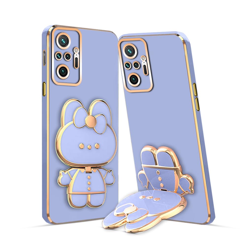 3D Cat Mobile Back Case with Stand For Redmi Note 10 Pro Max stand Mirror | Camera Protection | Electroplated