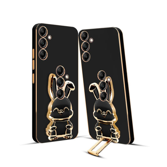 3D Bunny Mobile Samsung Cover With Stand And Mirror For Samsung A54| Soft TPU Electropated Stand