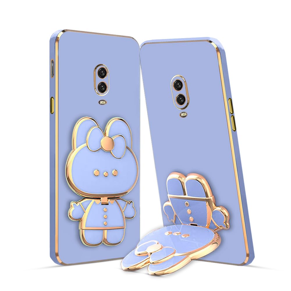 3D Cat Mobile Back Case with Stand For OnePlus 6T| Stand and Mirror | Camera Protection | Electroplated |