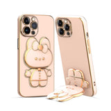 3D Cat Mobile Back Case with Stand For iPhone 13 Pro Max | Stand and Mirror | Camera Protection | Electroplated |