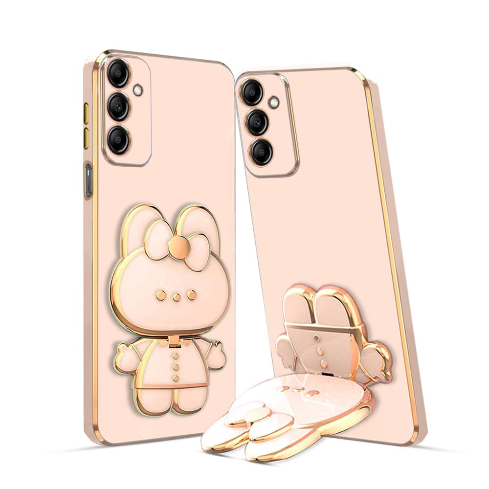 3D Cat Mobile Back Case with Stand For Samsung Galaxy F23 5G| Stand and Mirror | Camera Protection | Electroplated |