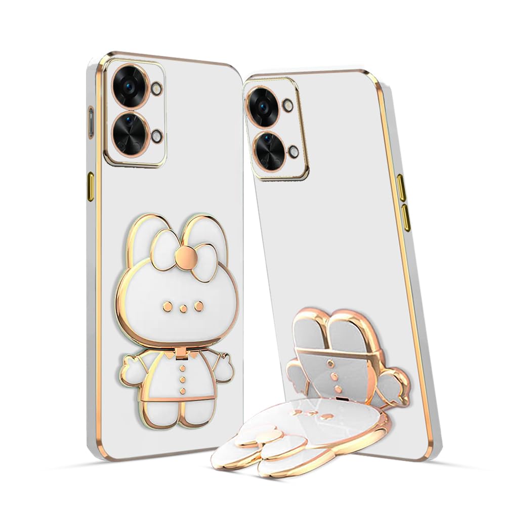 3D Cat Mobile Back Case with Stand For OnePlus Nord 2T 5G| Stand and Mirror | Camera Protection | Electroplated |