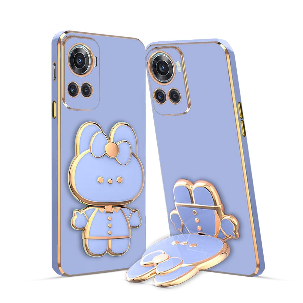 3D Cat Mobile Back Case with Stand For OnePlus 10R 5G| Stand and Mirror | Camera Protection | Electroplated |