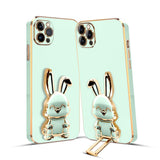 3D Bunny Mobile Phone Cover With Stand And Mirror For iPhone 11 Pro Max| Soft TPU Electropated Stand