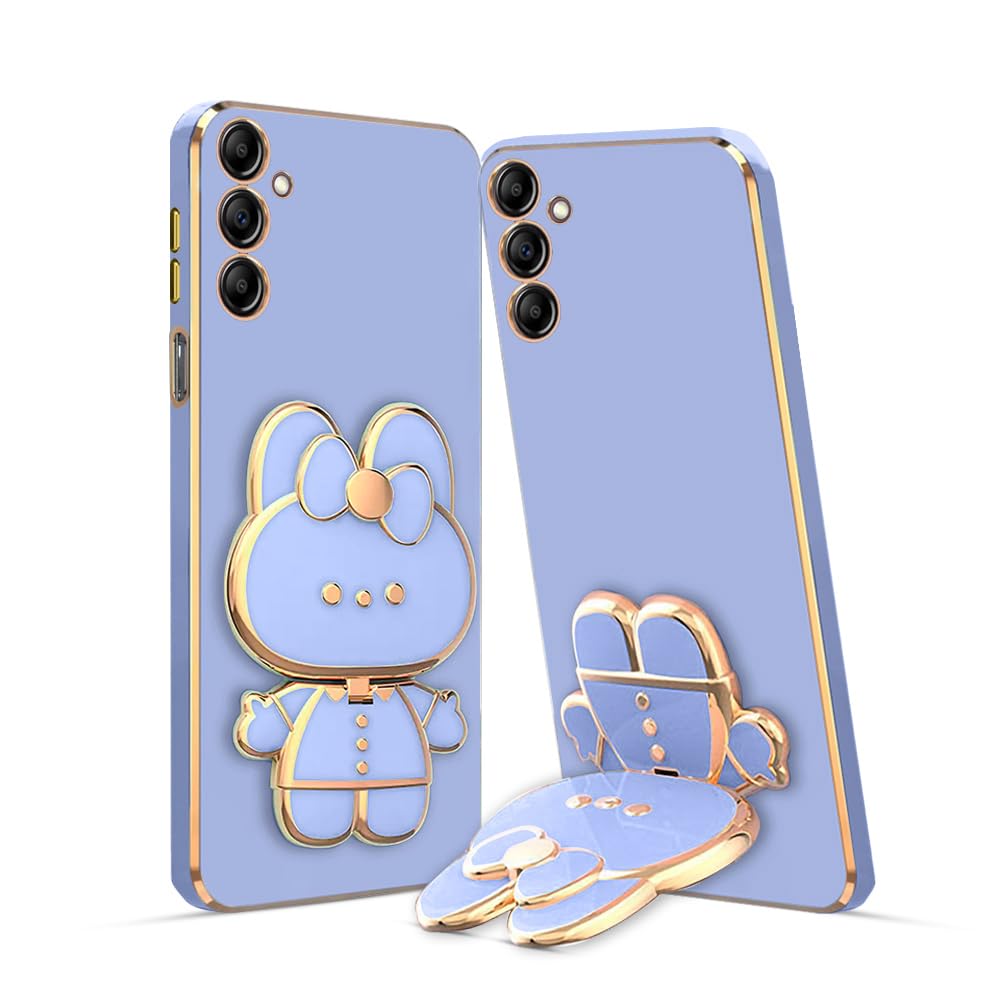 3D Cat Mobile Back Case with Stand For Samsung Galaxy A34 5G| Stand and Mirror | Camera Protection | Electroplated |