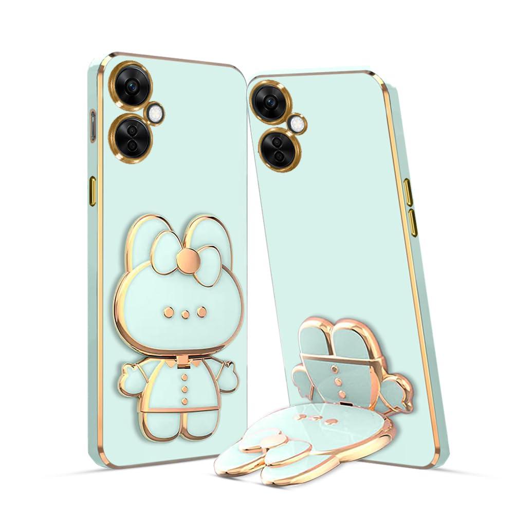 3D Cat Mobile Back Case with Stand For Oneplus Nord 3 | Stand and Mirror | Camera Protection | Electroplated