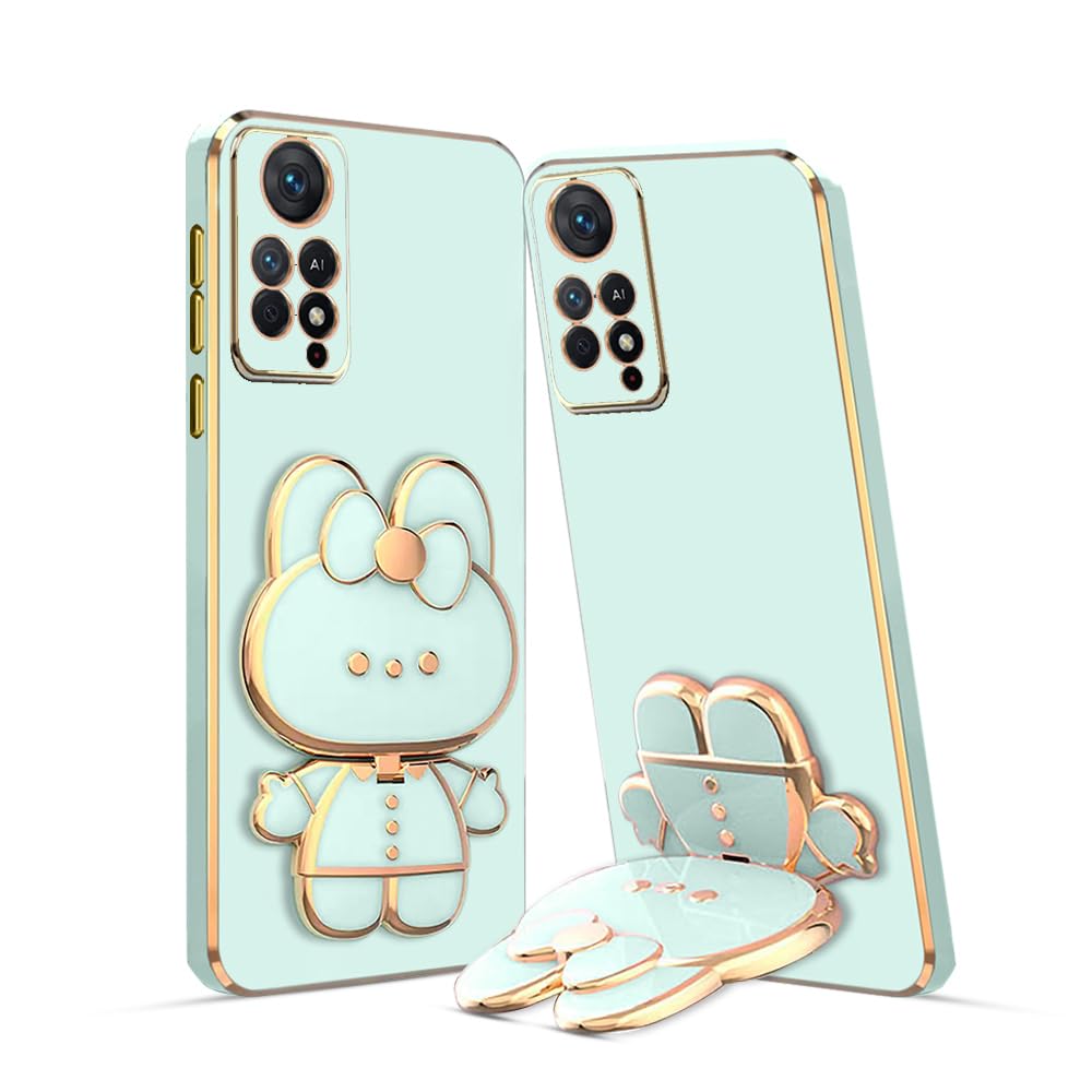 3D Cat Mobile Back Case with Stand For Redmi Note11 Pro+| Stand And Mirror|Camera Protection|Electroplated|