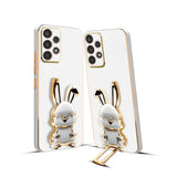 3D Bunny Mobile Samsung Cover With Stand And Mirror For Samsung A52| Soft TPU Electropated Stand