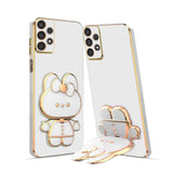 3D Cat Mobile Back Case with Stand For Samsung Galaxy A53| Stand and Mirror | Camera Protection | Electroplated |