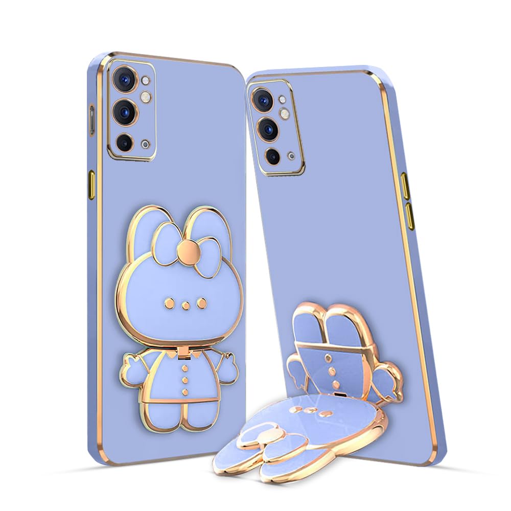 3D Cat Mobile Back Case with Stand For OnePlus 9RT 5G| Stand and Mirror | Camera Protection | Electroplated |