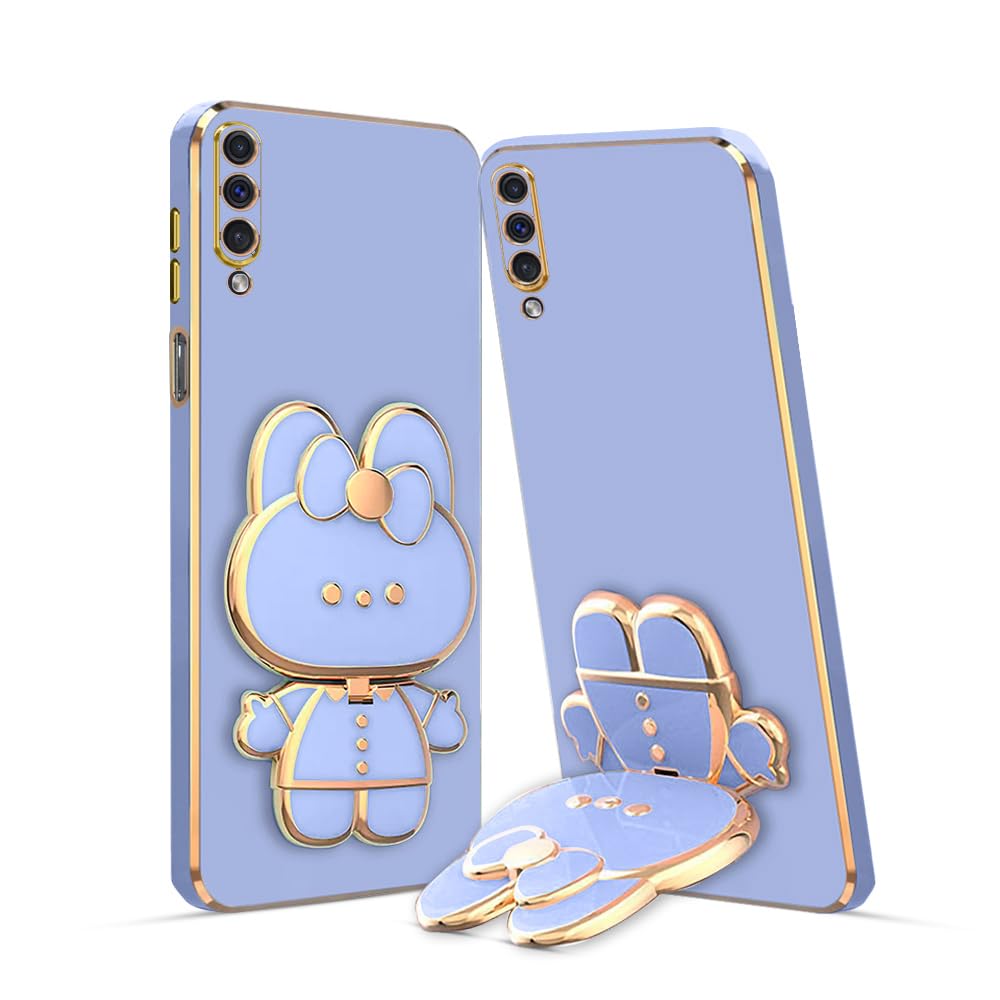 3D Cat Mobile Back Case with Stand For Samsung Galaxy A50| Stand and Mirror | Camera Protection | Electroplated |