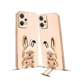 3D Bunny Mobile Poco Cover With Stand And Mirror For Poco X55G| Soft TPU Electropated Stand