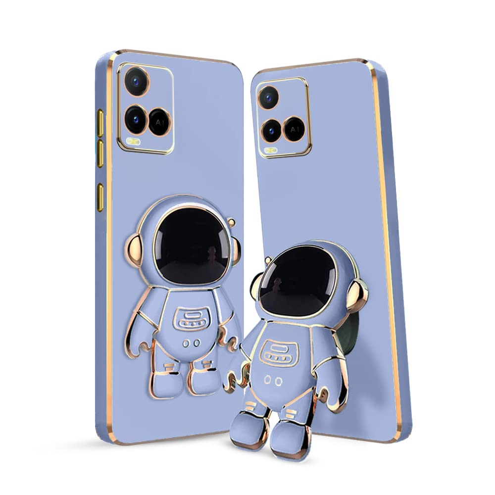 3D Astronaut Case for Folding Stand Back Case For Vivo Y21 | SOFT TPU Electropated Stand