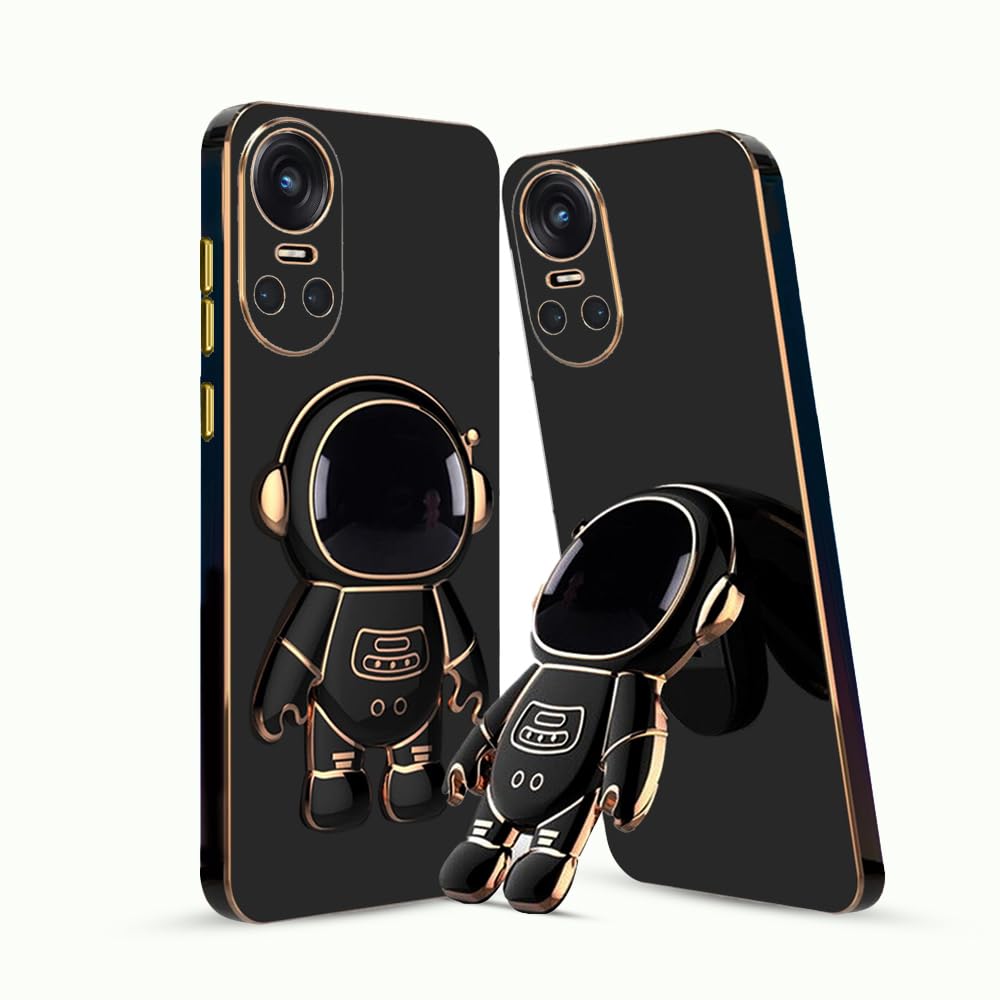 3D Astronaut Case for Folding Stand Back Case For Oppo Reno 10 5G | SOFT TPU Electropated Stand