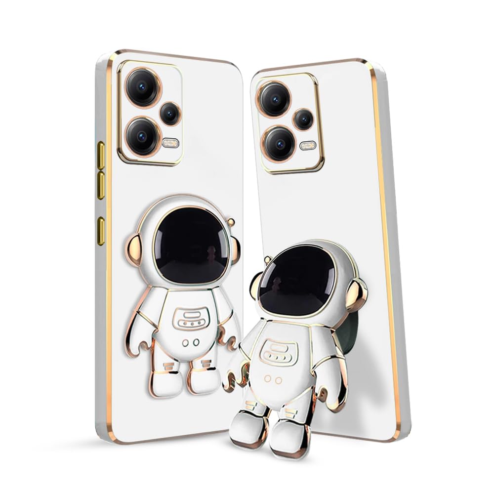 3D Astronaut Case for Folding Stand Back Case For Poco X5 5G | SOFT TPU Electropated Stand