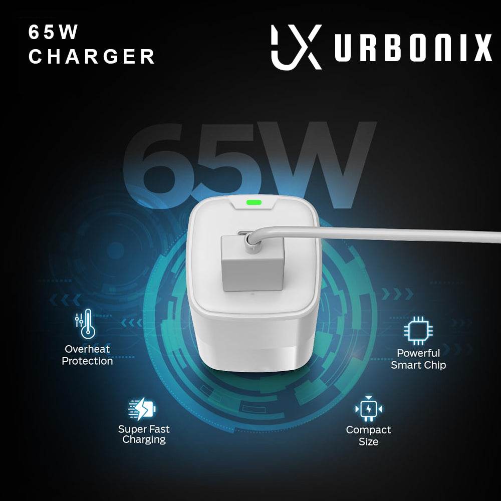 Urbonix 65W Fast Charging Adapter Only with Dual USB Ports | High Efficiency and Safety - Karwan