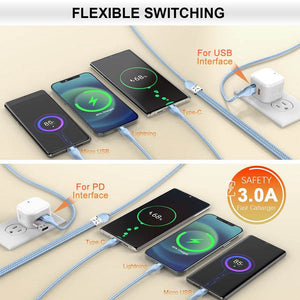 Karwan 3-in-1 Fast Charging Cable | 100W Power | USB-C, Lightning & Micro USB - Karwan