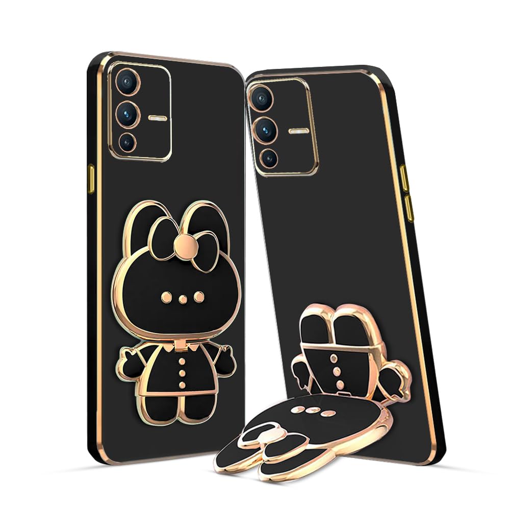 3D Cat Back Cases and Covers Compatible for Vivo V23 Pro 5G Kitty Cat Back Cover Case with Stand and Mirror | Camera Protection | Anti-Slip |