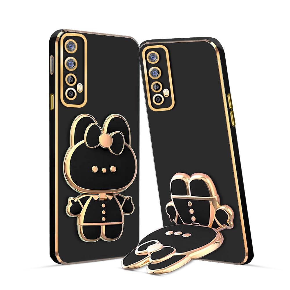 3D Cat Mobile Back Case with Stand For Realme 7 stand Mirror | Camera Protection | Electroplated