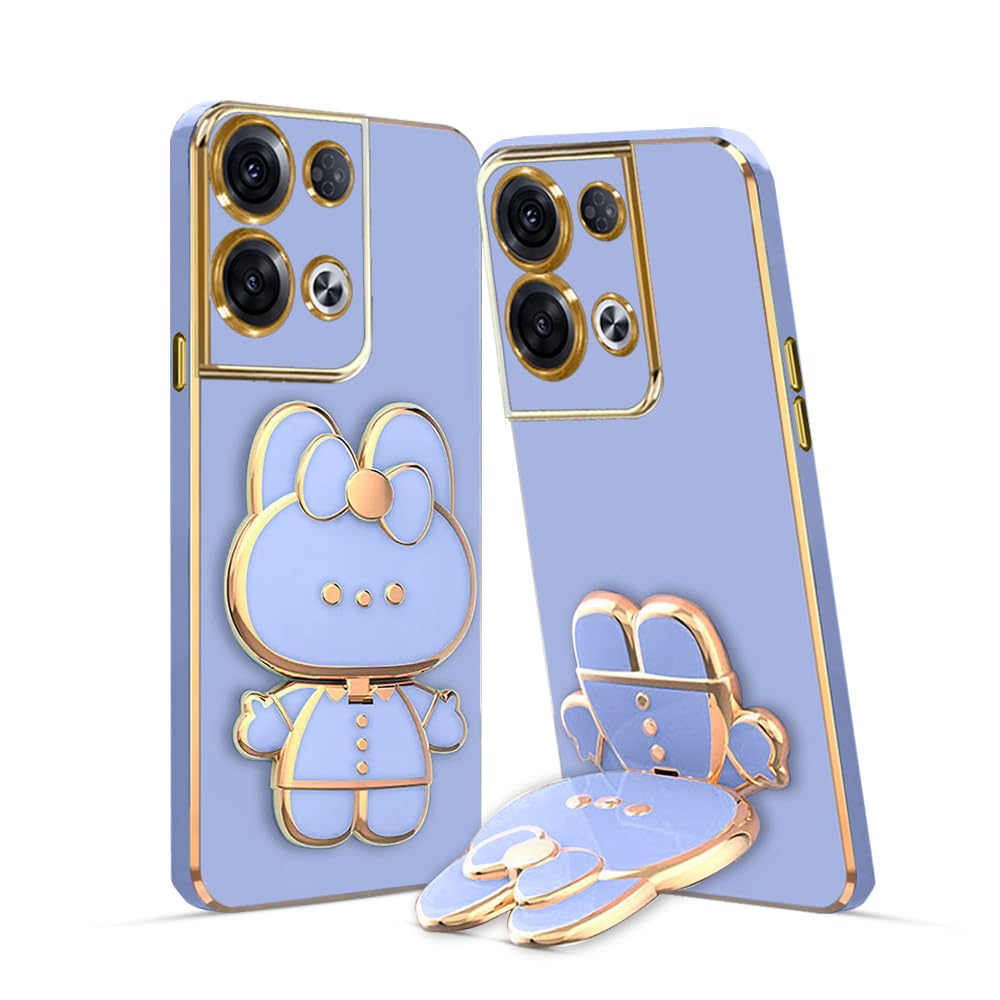 3D Cat Mobile Back Case with Stand For Oppo Reno 8 Pro 5G| Stand and Mirror | Camera Protection | Electroplated |