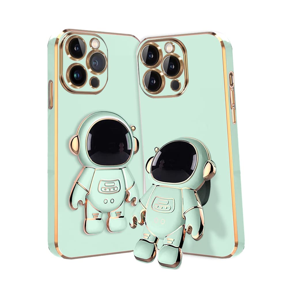 3D Astronaut Case for Folding Stand Back Case For iPhone 12 Pro| SOFT TPU Electropated Stand