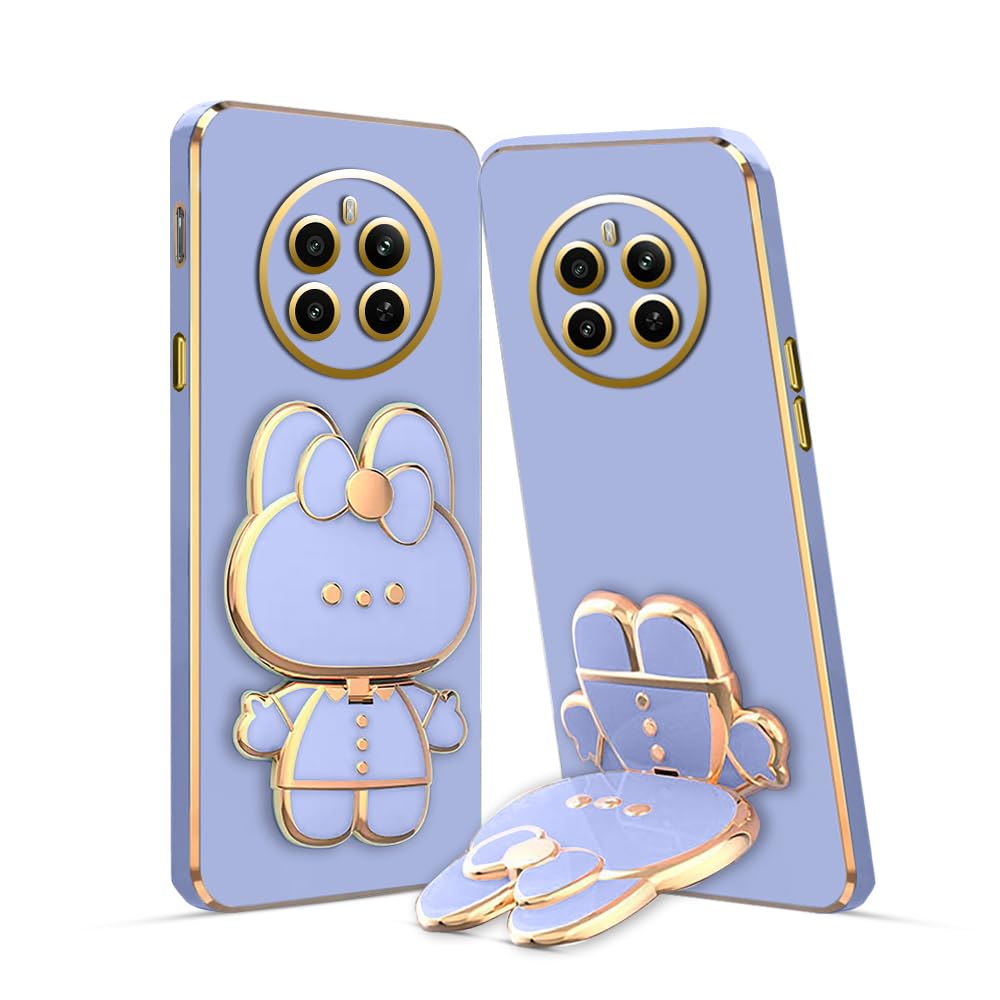 3D Cat Mobile Back Case with Stand Forr Realme 12 Plus | Stand and Mirror | Camera Protection | Electroplated