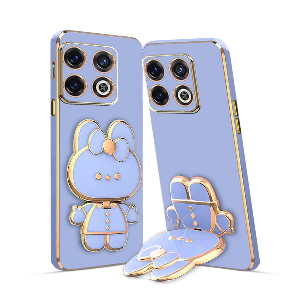 3D Cat Mobile Back Case with Stand For OnePlus 10 Pro 5G| Stand and Mirror | Camera Protection | Electroplated |