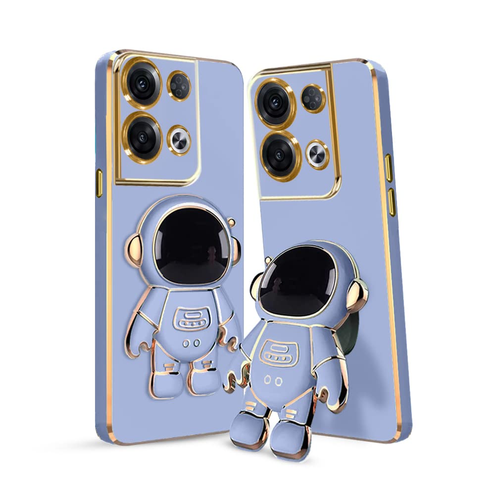 3D Astronaut Case for Folding Stand Back Case For Oppo Reno 8 Pro 5G | SOFT TPU Electropated Stand.