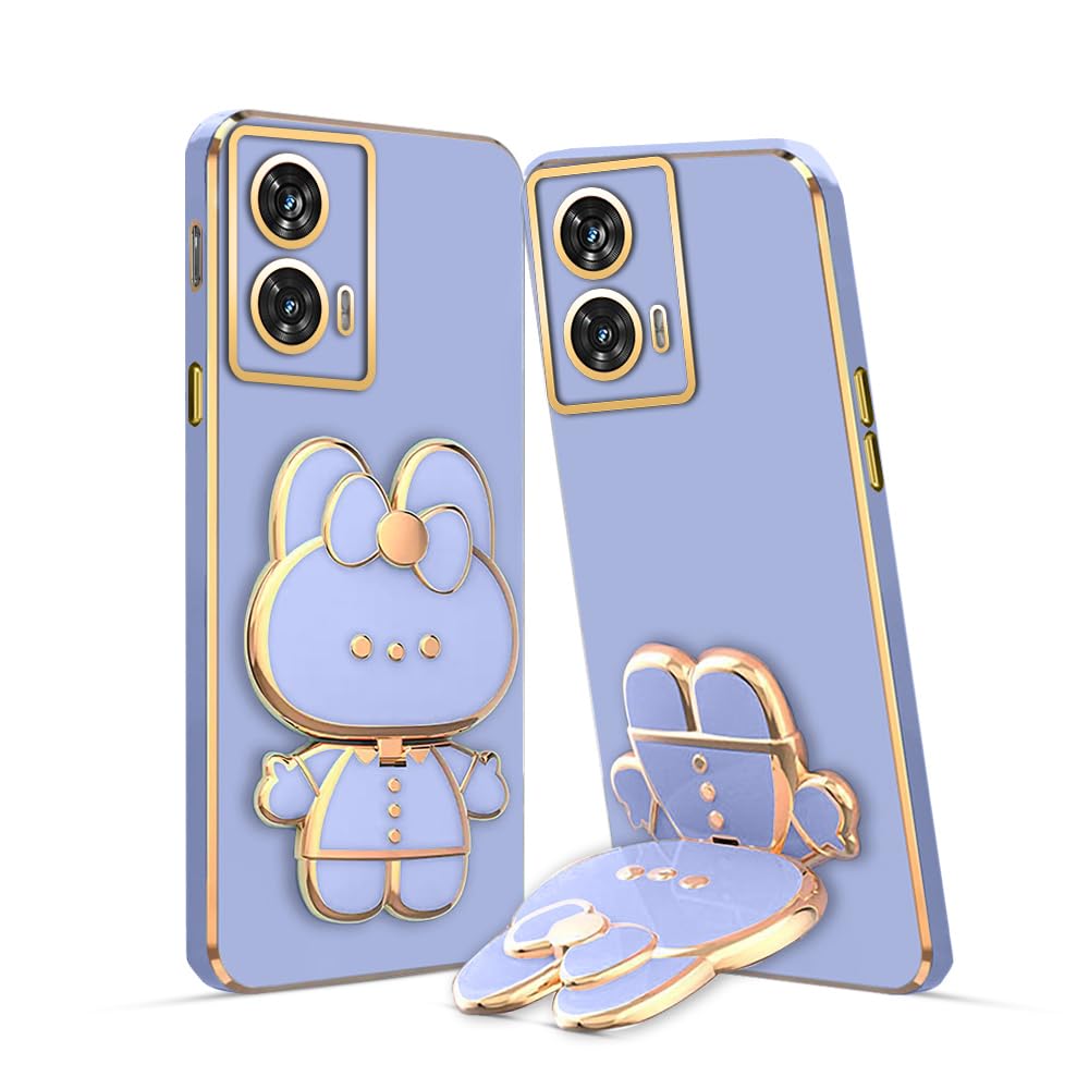 3D Cat Mobile Back Case with Stand For Moto G34 stand Mirror | Camera Protection | Electroplated