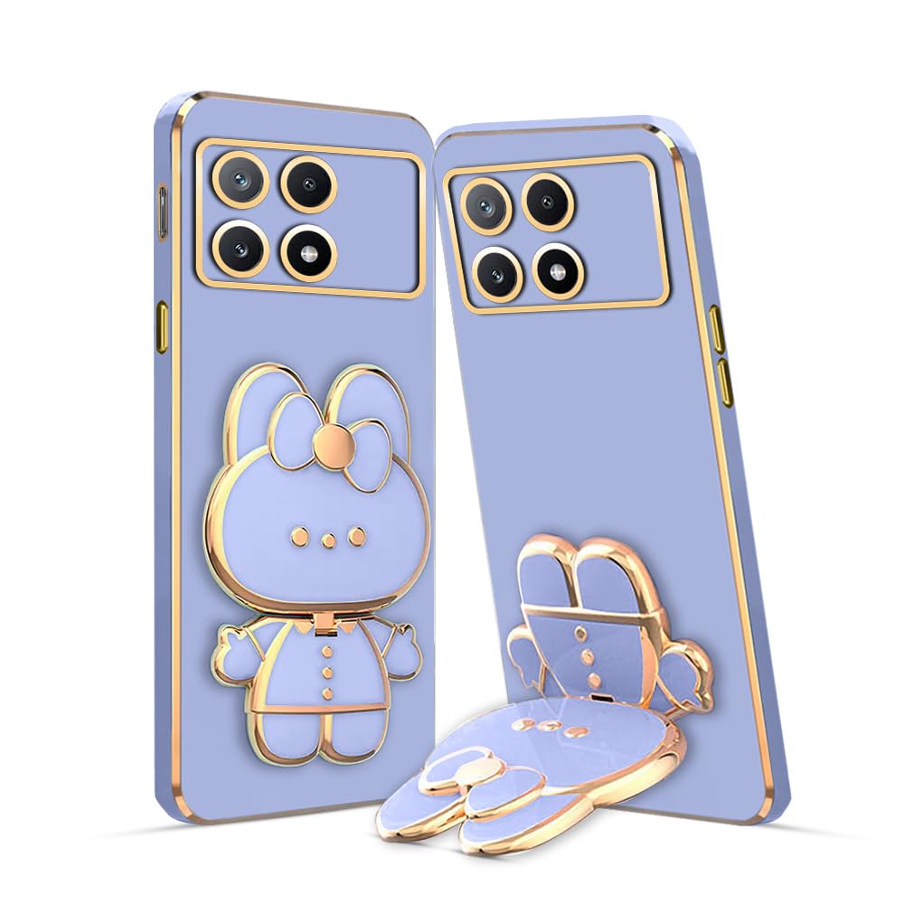 3D Cat Mobile Back Case with Stand For Poco X6 Pro stand Mirror | Camera Protection | Electroplated