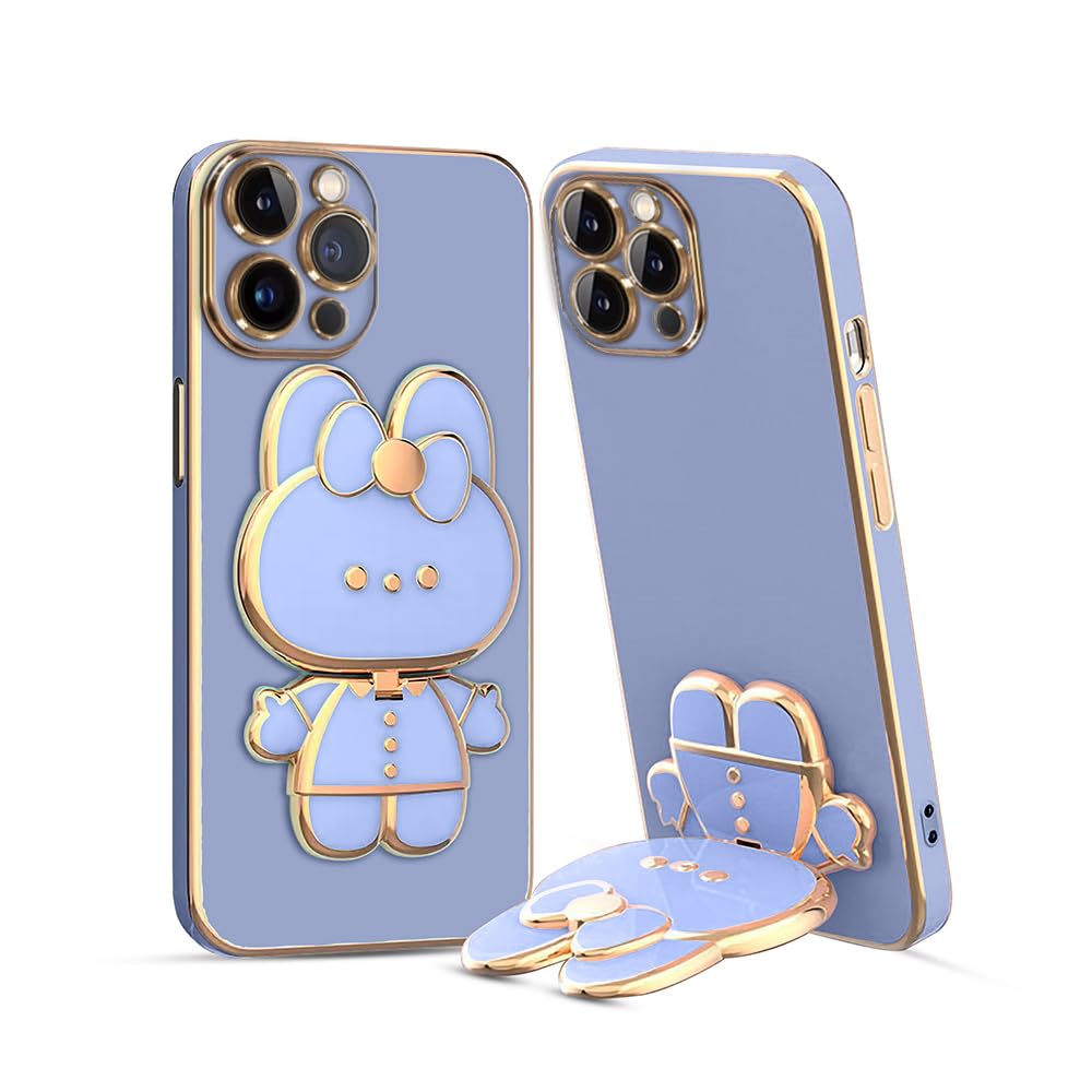 3D Cat Mobile Back Case with Stand For iPhone 13 Pro | Stand and Mirror | Camera Protection | Electroplated |