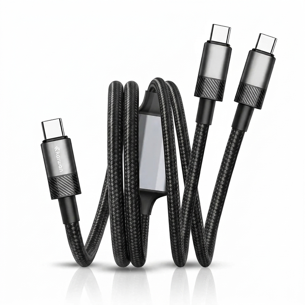 KARWAN 100W Twin PD Cord USB Type C to Type C Charging cable with E-Marker Chip