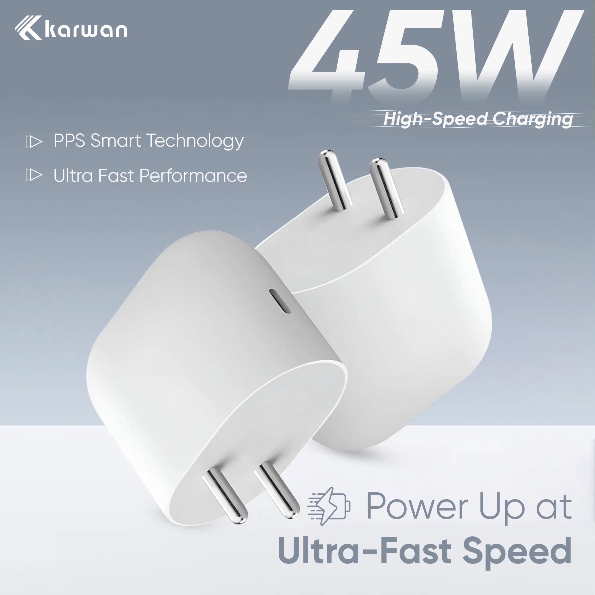 KARWAN 45W PD & PPS Rapid Fast Charging Adapter with Type C Cable For Google Devices - Karwan
