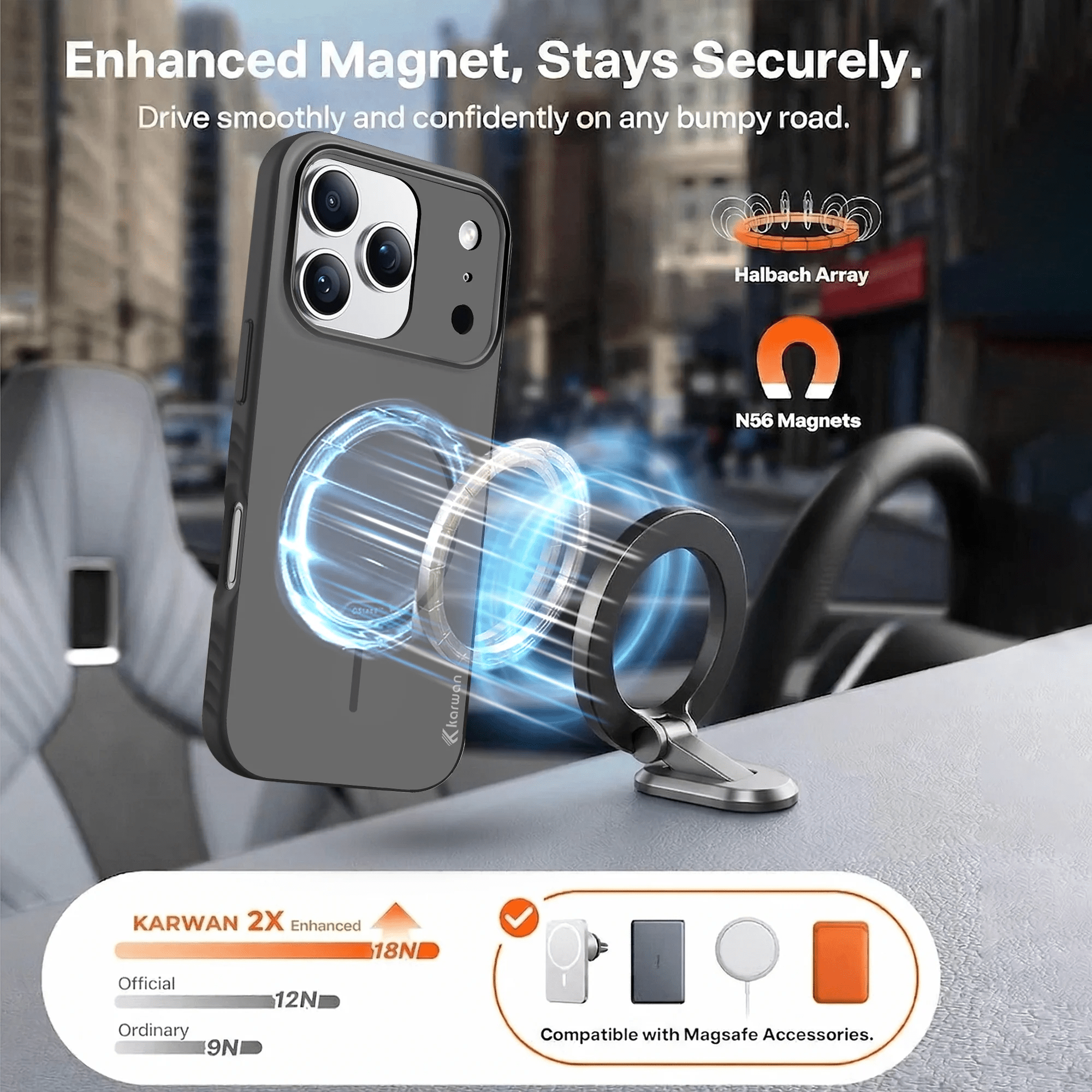 Karwan MagEaze MagSafe Case iPhone 17 Pro Max - Reinforced Camera Protection Slim Cover