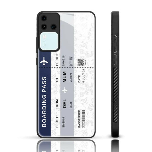 Karwan Boarding Pass Glass Phone  Back Case For Vivo v30 Karwan vivo v30