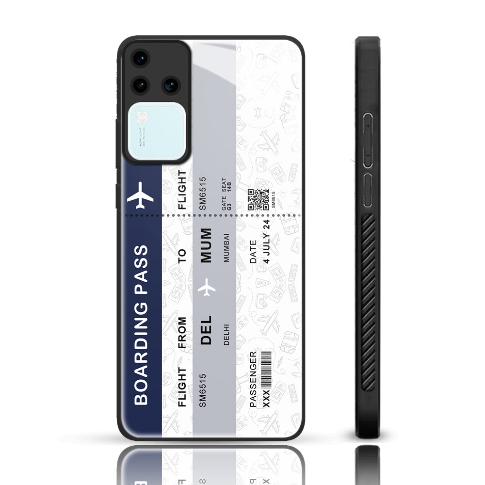 Boarding Pass Glass Phone  Back Case For Vivo v30 Pro - Karwan