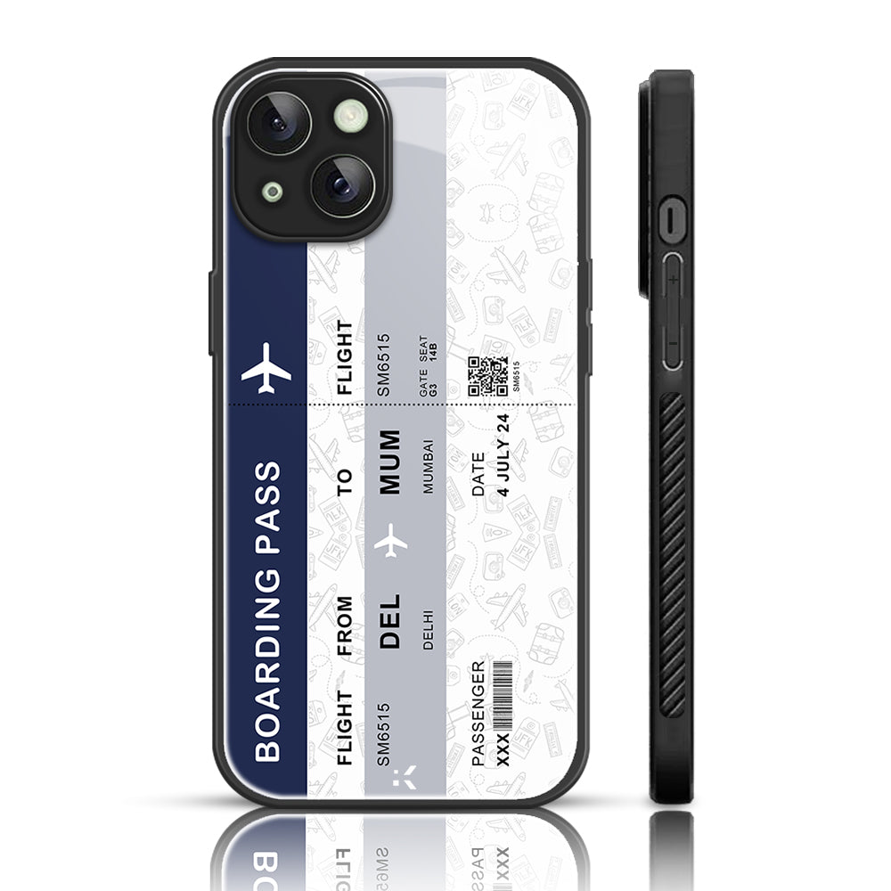 Boarding Pass Glass Phone  Back Case For iPhone 15 Plus - Karwan